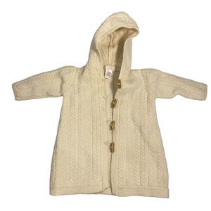 Janie & Jack Girls Hoodie Cardigan Wool Sweater Coat Jacket 12-18 Months Cream